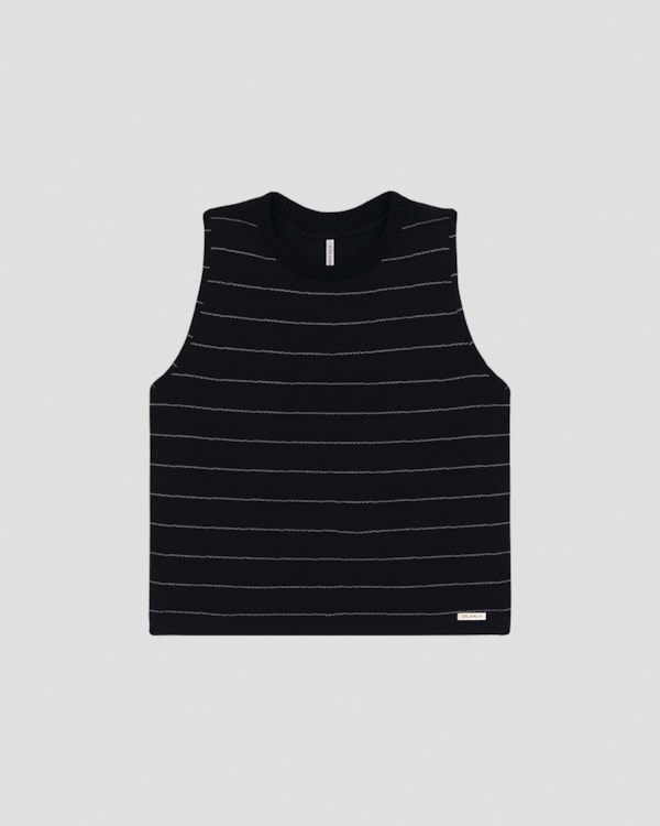 Regata Feminina em Viscose Listrada Cereja Rosa Preto