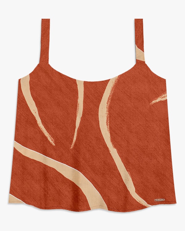 Regata Feminina Estampada em Viscose Crepe - Cereja Rosa - Inca-G
