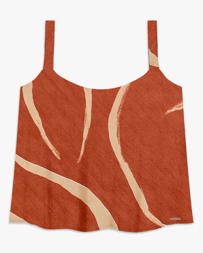 Regata Feminina Estampada em Viscose Crepe - Cereja Rosa - Inca-G-6ad58cf3-e7f3-409a-99e7-320524bd0b25
