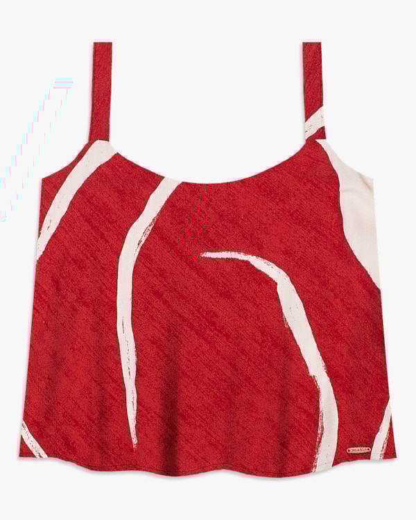 Regata Feminina Estampada em Viscose Crepe - Cereja Rosa - Passione-G