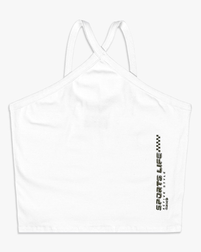 Regata Feminina Juvenil com Decote Cruzado- BaseD - Branco-0725a423-6641-4259-94e5-4ef9ca039f90