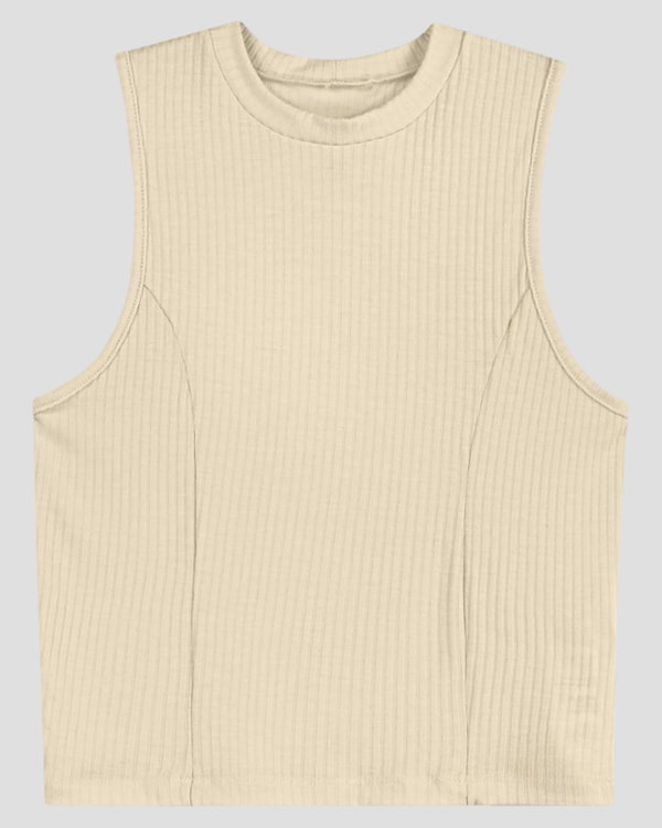 Regata Feminina Juvenil em Ribana Canelada BaseD Bege