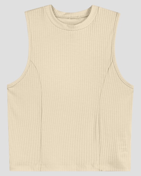 Regata Feminina Juvenil em Ribana Canelada BaseD Bege