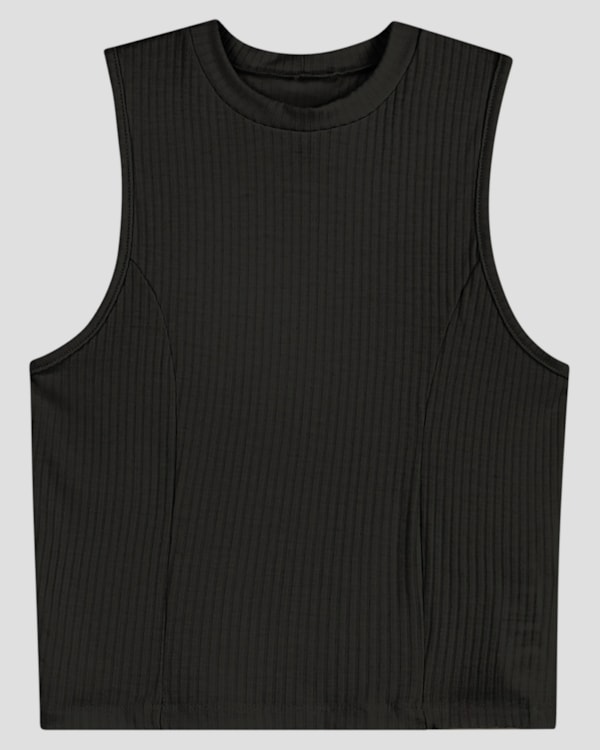 Regata Feminina Juvenil em Ribana Canelada BaseD Preto