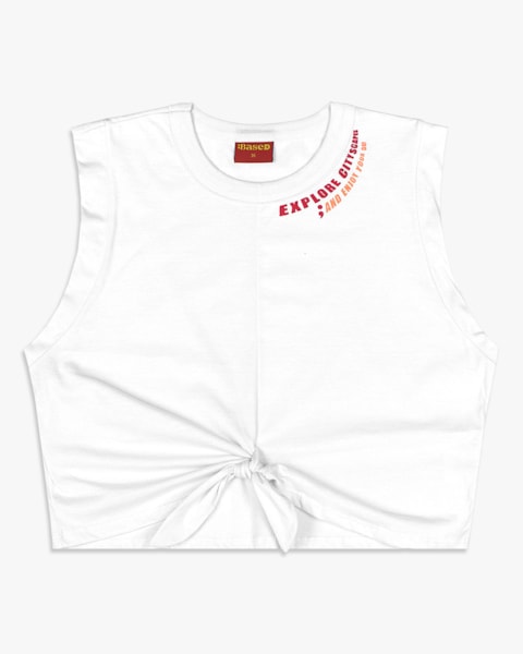Regata Feminina Juvenil Muscle Tee com Amarração - BaseD - Branco