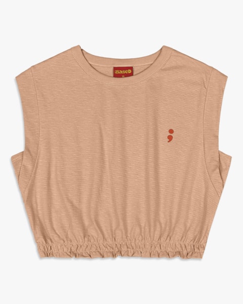 Regata Feminina Juvenil Muscle Tee em Meia Malha - BaseD - Toffee