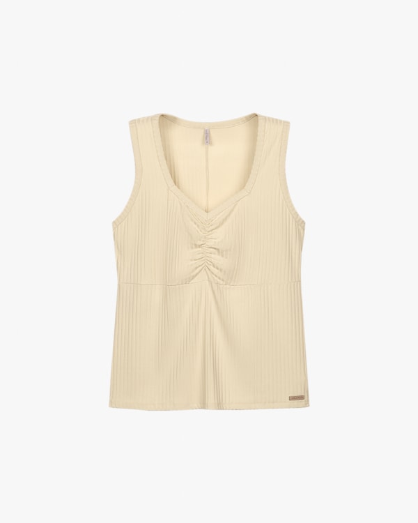 Regata Feminina Plus Size com Decote Franzido - Cereja Rosa - Tapioca