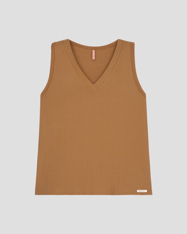 Regata Feminina Plus Size com Decote V Cereja Rosa Marrom