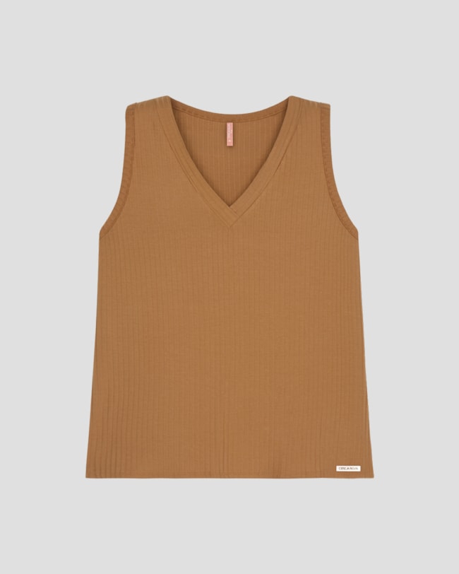 Regata Feminina Plus Size com Decote V Cereja Rosa Marrom-4a36fb25-3158-4696-9231-c4f217d4278d