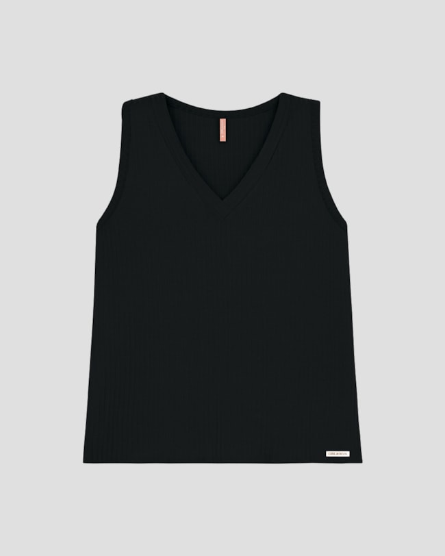 Regata Feminina Plus Size com Decote V Cereja Rosa Preto-edfab5b6-5448-4cf4-bf73-b333520fc93f