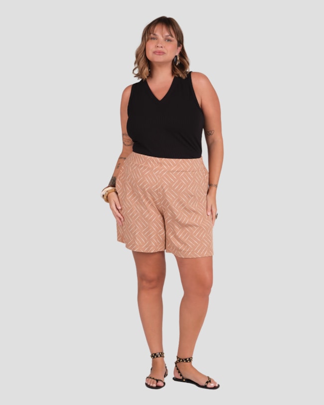 Regata Feminina Plus Size com Decote V Cereja Rosa Preto-3a46e822-a54f-4746-867d-26e15b5f744b