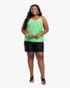 Regata Feminina Plus Size com Decote V Estampada - Cereja Rosa - Pistache-94b4121a-b5c8-4f45-b462-f14fa596360a