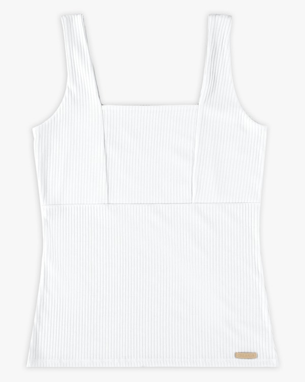 Regata Feminina Plus Size em Canelado - Cereja Rosa - Branco P