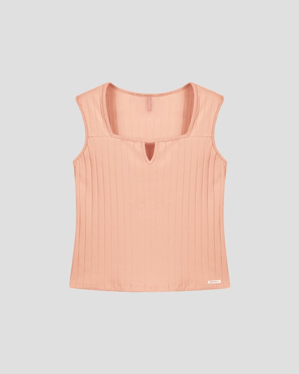 Regata Feminina Plus Size em Cotton Canelado Cereja Rosa Nude