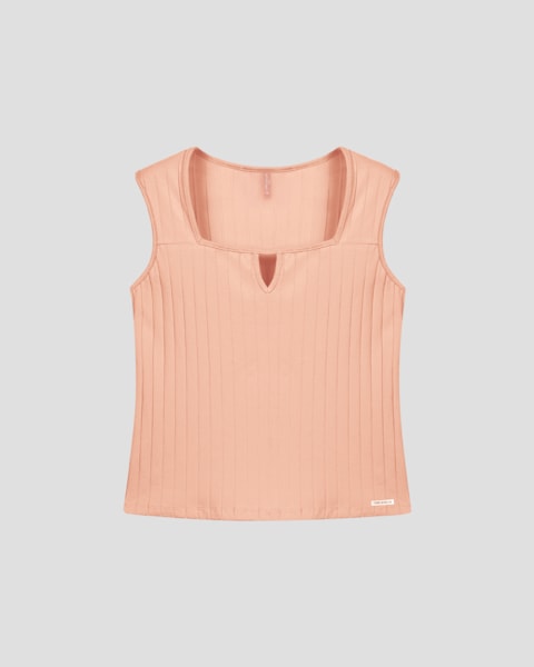 Regata Feminina Plus Size em Cotton Canelado Cereja Rosa Nude