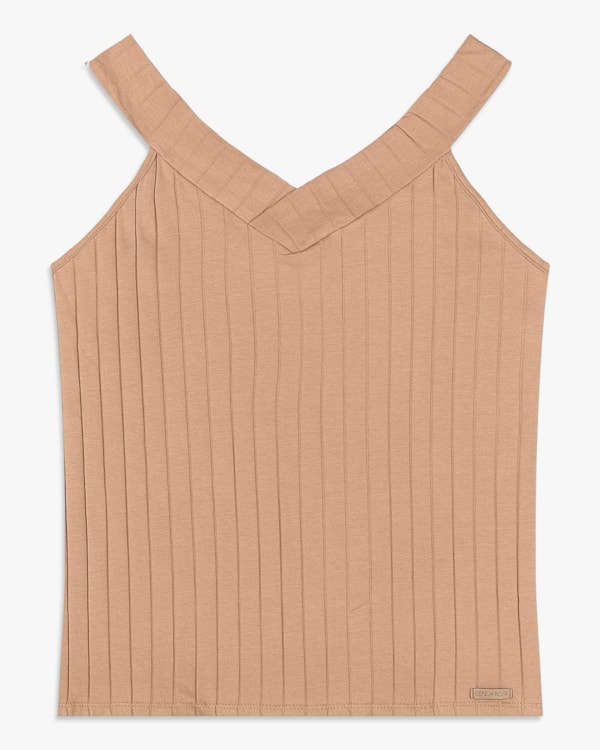 Regata Feminina Plus Size em Cotton Canelado - Cereja Rosa - Toffee