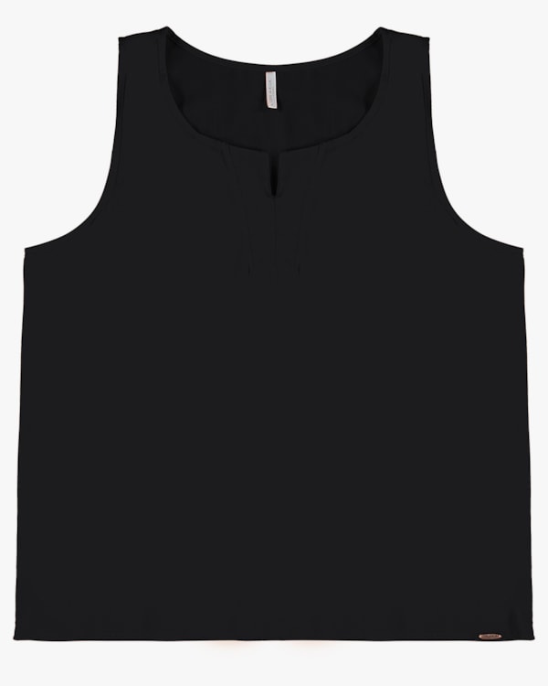 Regata Feminina Plus Size em Viscose - Cereja Rosa - Preto