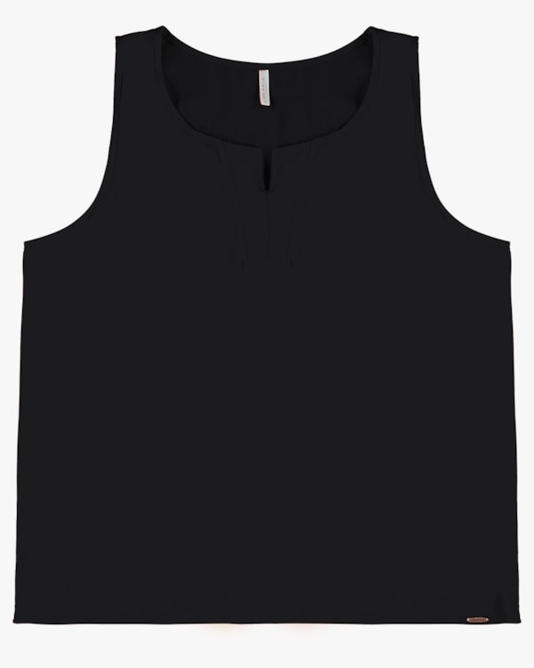 Regata Feminina Plus Size em Viscose - Cereja Rosa - Preto