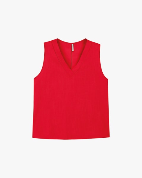 Regata Feminina Plus Size em Viscose Decote V - Cereja Rosa - Flame