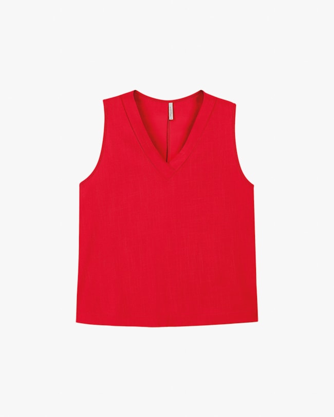 Regata Feminina Plus Size em Viscose Decote V - Cereja Rosa - Flame-d0100419-74c3-445d-a3a4-a9c7c50446c0