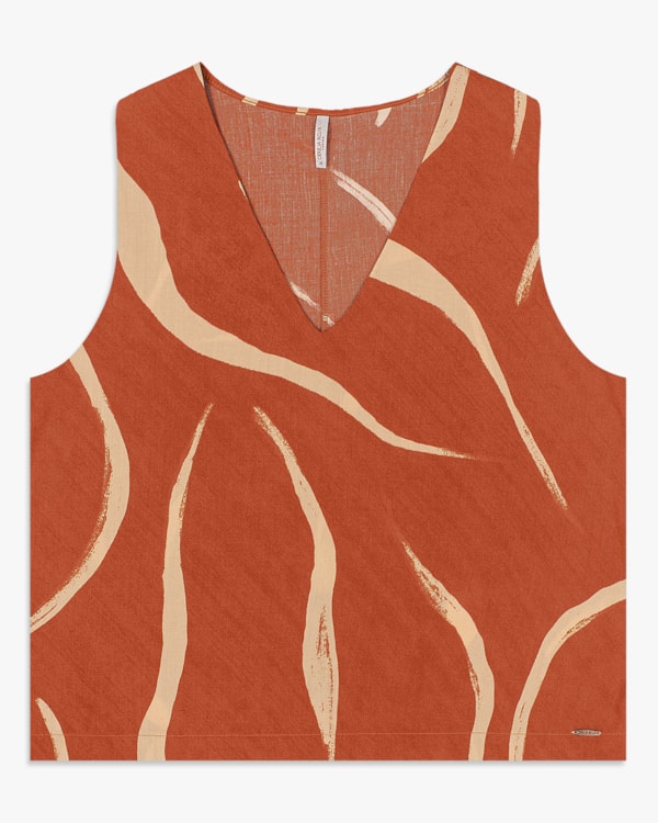 Regata Feminina Plus Size em Viscose Estampada - Cereja Rosa - Inca