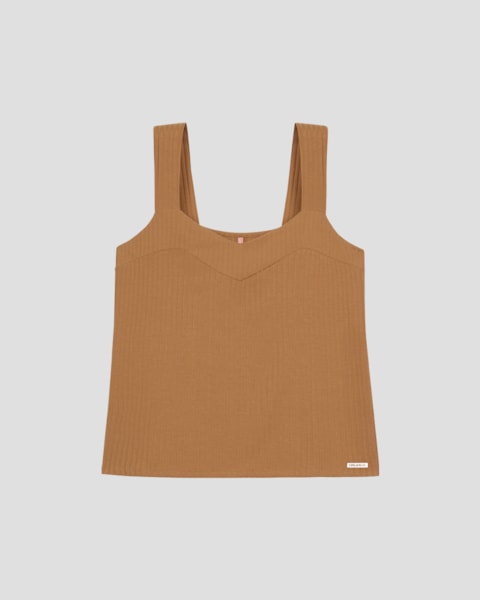 Regata Feminina Plus Size Malha Canelada Cereja Rosa Marrom