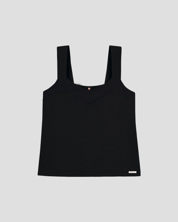 Regata Feminina Plus Size Malha Canelada Cereja Rosa Preto