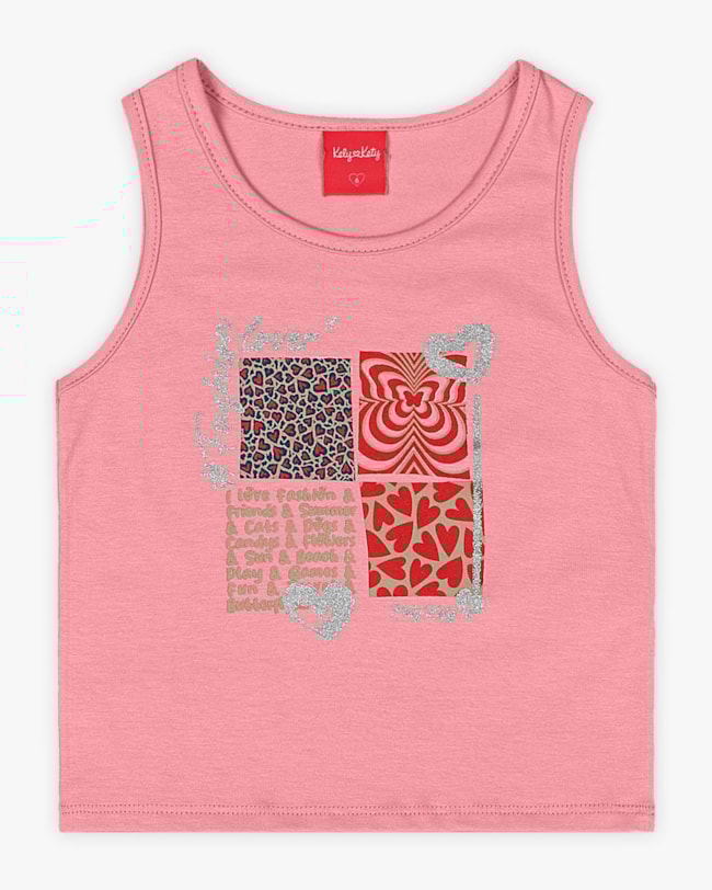 Regata Infantil Feminina com Estampa em Cotton - Kely Kety - Bala de Goma-86f9c056-0ad3-4091-b760-1df6a4d1a4ed