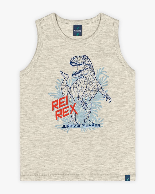 Regata Infantil Masculina Estampa Dinossauro - ReiRex - Mescla-f60f8674-561c-4099-94df-8a87692c5172