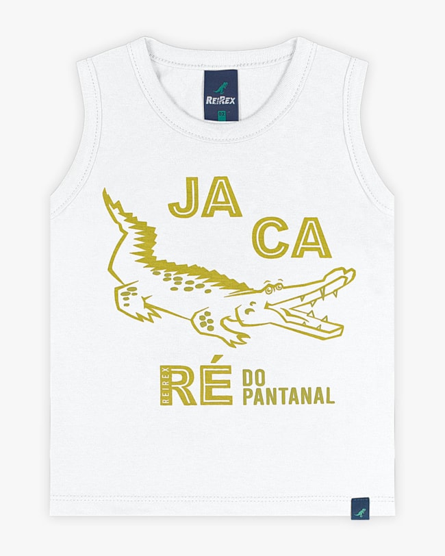 Regata Infantil Masculina Estampa Jacaré - ReiRex -Branco-61417fdd-5680-4da3-8b3c-c46a50d37e63