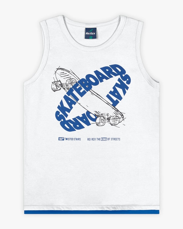 Regata Infantil Masculina Estampa Skate - ReiRex - Branco