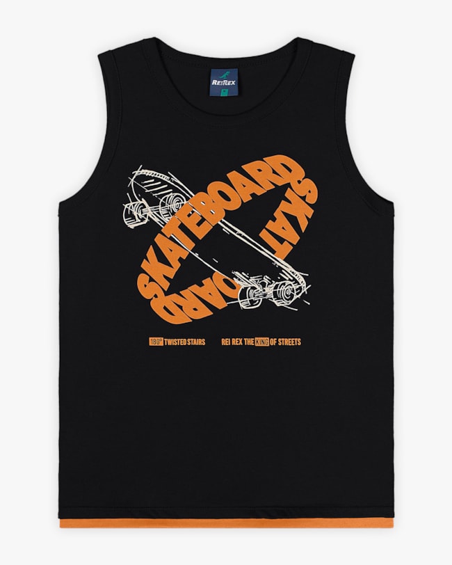 Regata Infantil Masculina Estampa Skate - ReiRex - Preto-179b253d-e860-4944-a614-f0991c4cbfc0