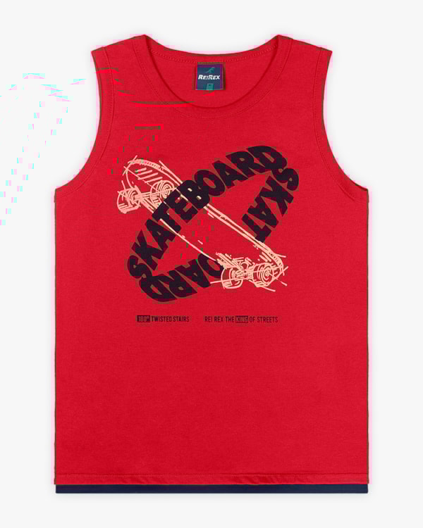 Regata Infantil Masculina Estampa Skate - ReiRex - Tomato