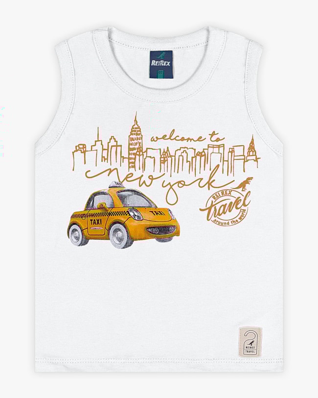 Regata Infantil Masculina Estampa Viagem - ReiRex Branco-239484ae-b97d-4ead-8acc-10182e68297d