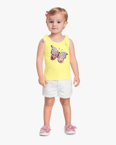 Regata Infantil Menina com Estampa Borboleta - Kely Kety - Pinacolada