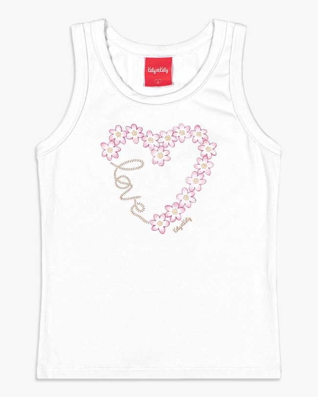 Regata Infantil Menina em Cotton com Estampa - Kely Kety - Branco-77a466a7-5b9d-420e-a197-88da73654c2e