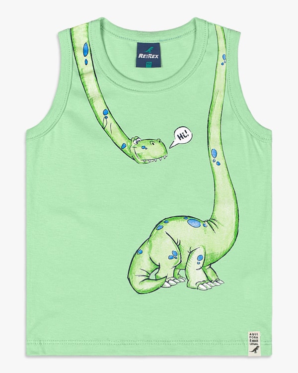 Regata Infantil Menino com Estampa Dino - ReiRex - Sorvete de Menta