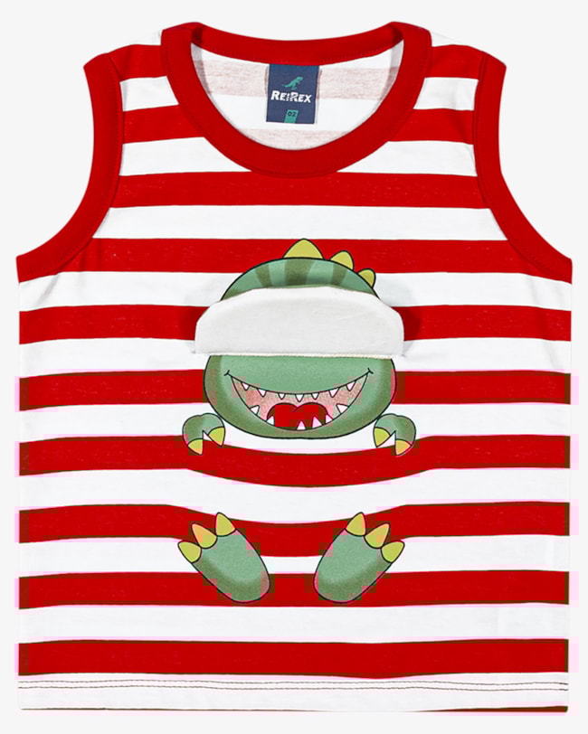 Regata Infantil Menino com Estampa Dinossauro Interativa - ReiRex - Tomato-4a17b9a4-21ad-43a4-9a57-a83b2d71af53