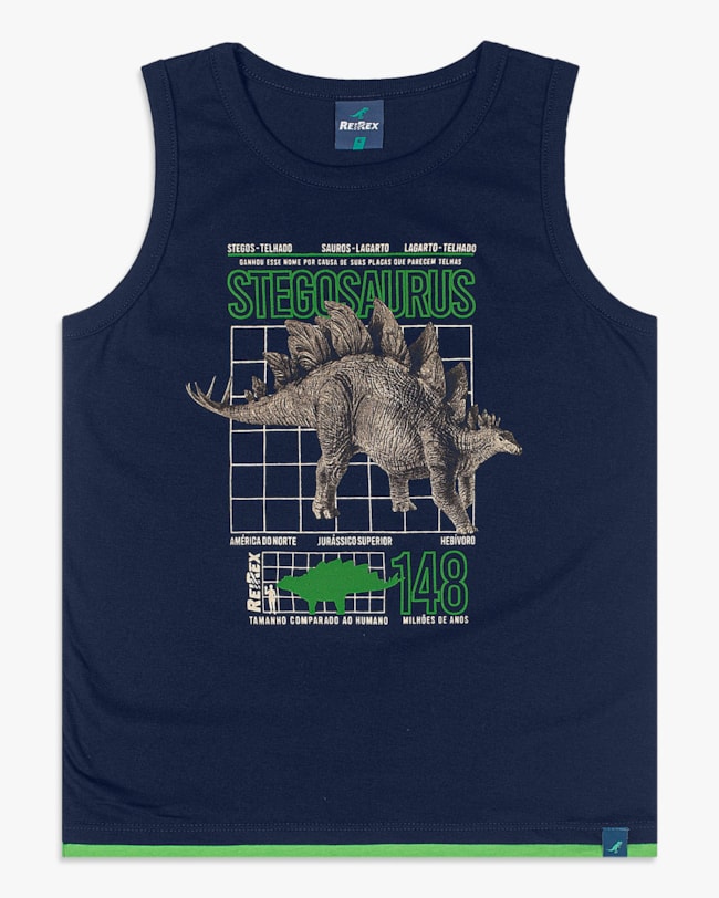 Regata Infantil Menino com Estampa Dinossauro - ReiRex - Oxford-4da27ecc-18ea-402f-9203-452ba3540f7a