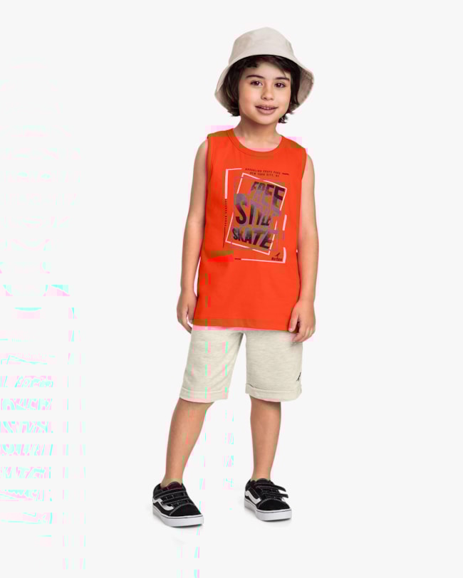 Regata Infantil Menino com Estampa em Meia Malha - ReiRex - Carrot-f8da9f21-a085-428a-a0c1-b6df4d5b2075