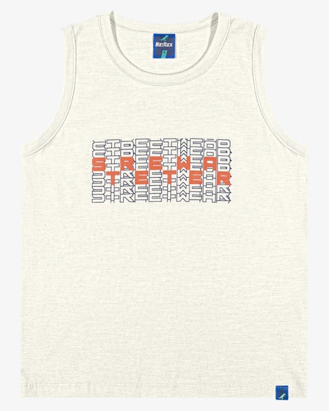 Regata Infantil Menino com Estampa Relevo em Meia Malha - ReiRex - Branco-becfdf4f-269c-43b1-96a3-ae25e504be28