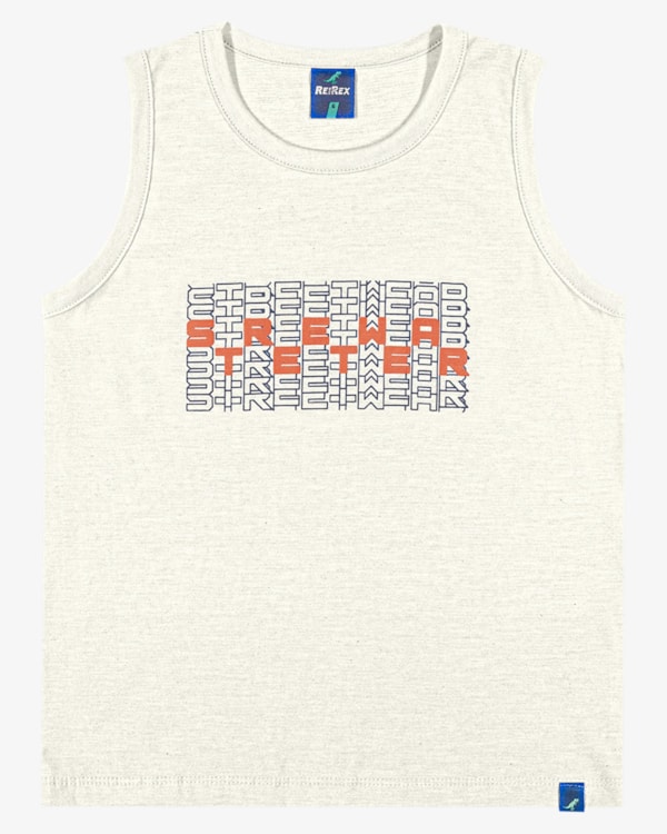 Regata Infantil Menino com Estampa Relevo em Meia Malha - ReiRex - Branco