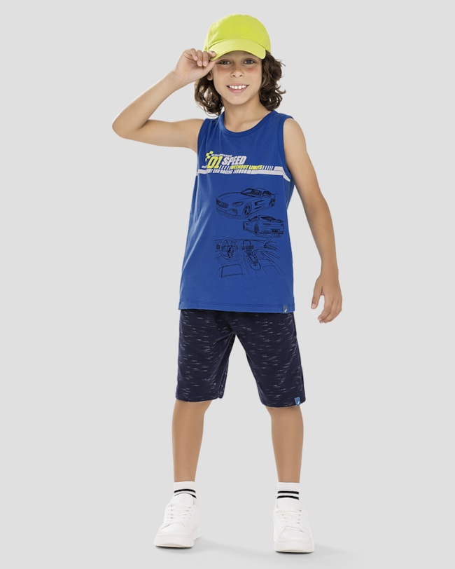 Regata Infantil Menino em Meia Malha com Estampa ReiRex Azul-27f2eb2f-a926-4cf7-970d-5f38c5705391