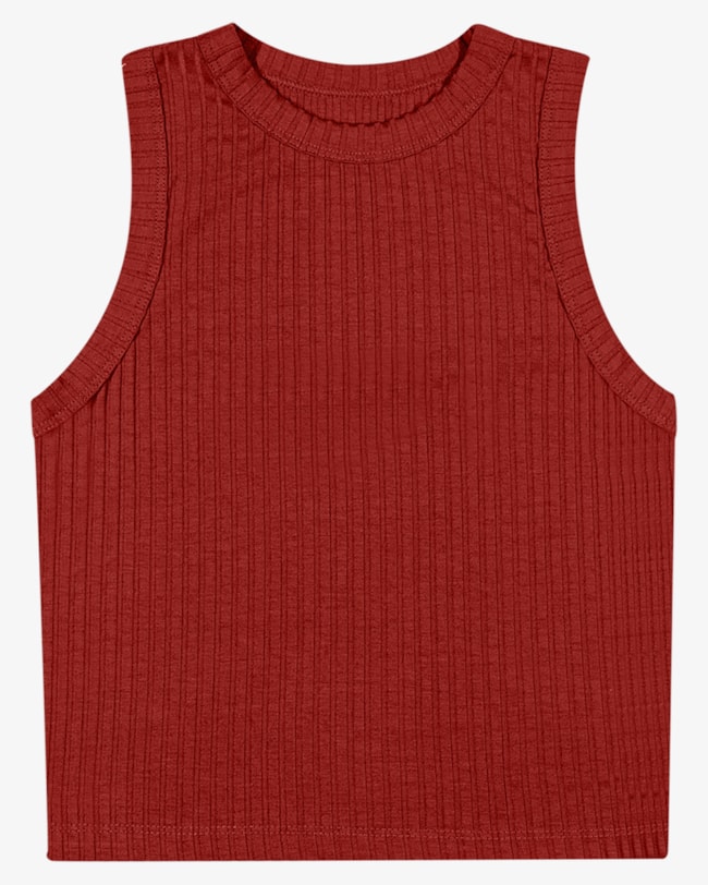 Regata Juvenil Feminina em Viscose Canelada - BaseD - Ferrugem-27ae6b47-dd1c-4892-bdc3-9898625acf3d