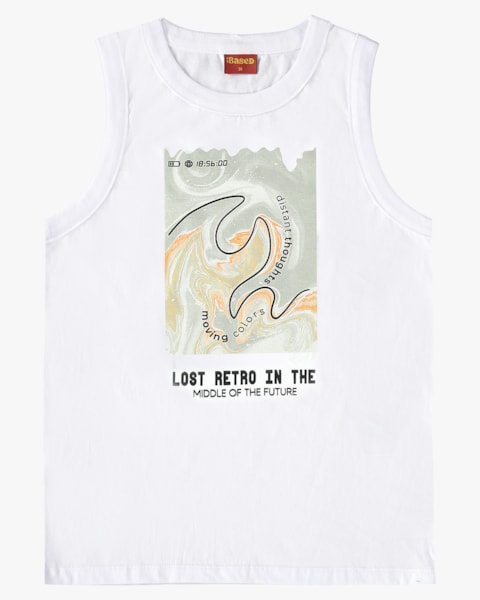 Regata Juvenil Masculina com Estampa Frontal - BaseD - Branco