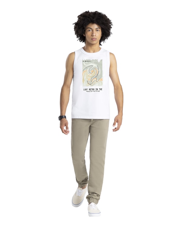 Regata Juvenil Masculina com Estampa Frontal - BaseD - Branco