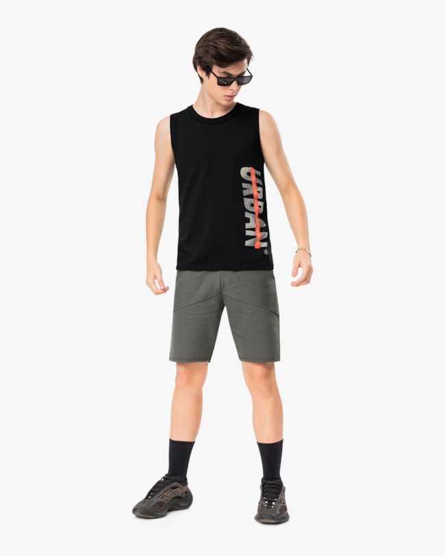 Regata Masculina Juvenil com Estampa - BaseD - Preto-68bb098e-ef10-4221-a1e8-130f6067382c