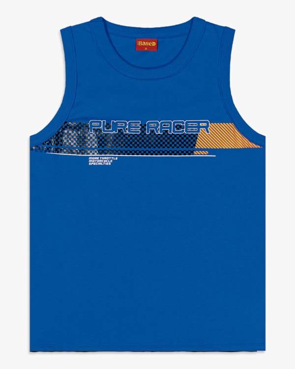Regata Masculina Juvenil em Meia Malha com Estampa - BaseD - Azul Mar