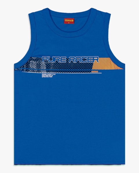 Regata Masculina Juvenil em Meia Malha com Estampa - BaseD - Azul Mar