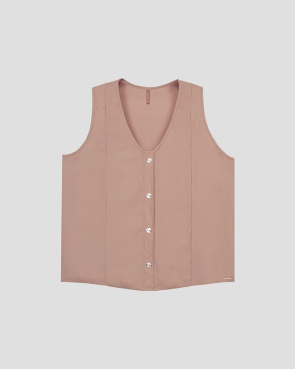 Regata Plus Size em Viscose com Decote V Cereja Rosa Marrom